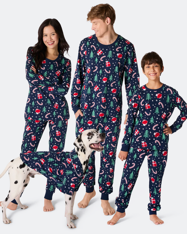 Blue Christmas Pattern Family Pajamas | Cozy Holiday Set