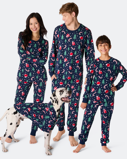 Blå Julemønster Familie Pyjamas
