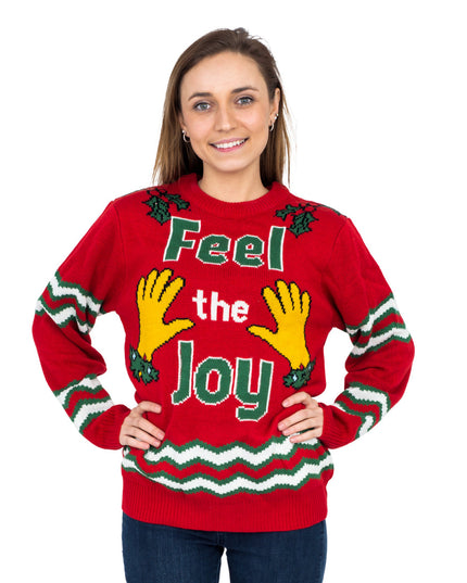 Feel The Joy Groping Hands Tacky Ugly Christmas Sweater