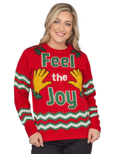 Feel The Joy Groping Hands Tacky Ugly Christmas Sweater