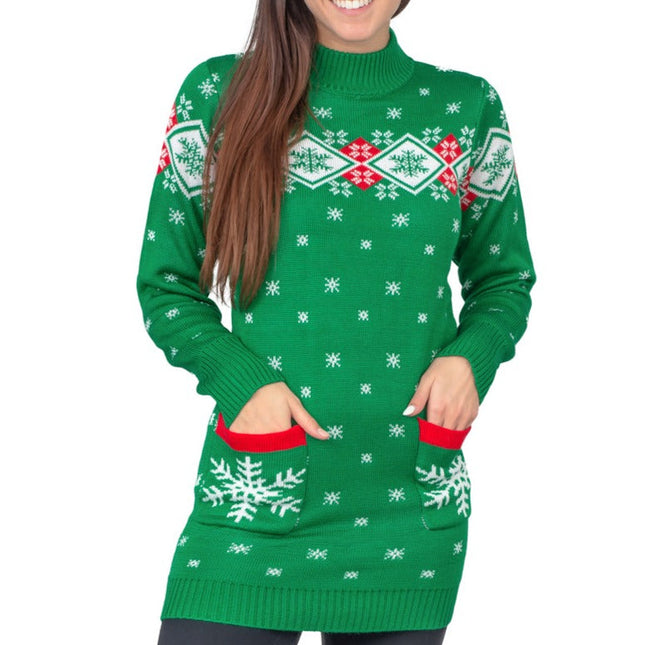 Festive Snowflakes Women's Ugly Christmas Sweater Dress