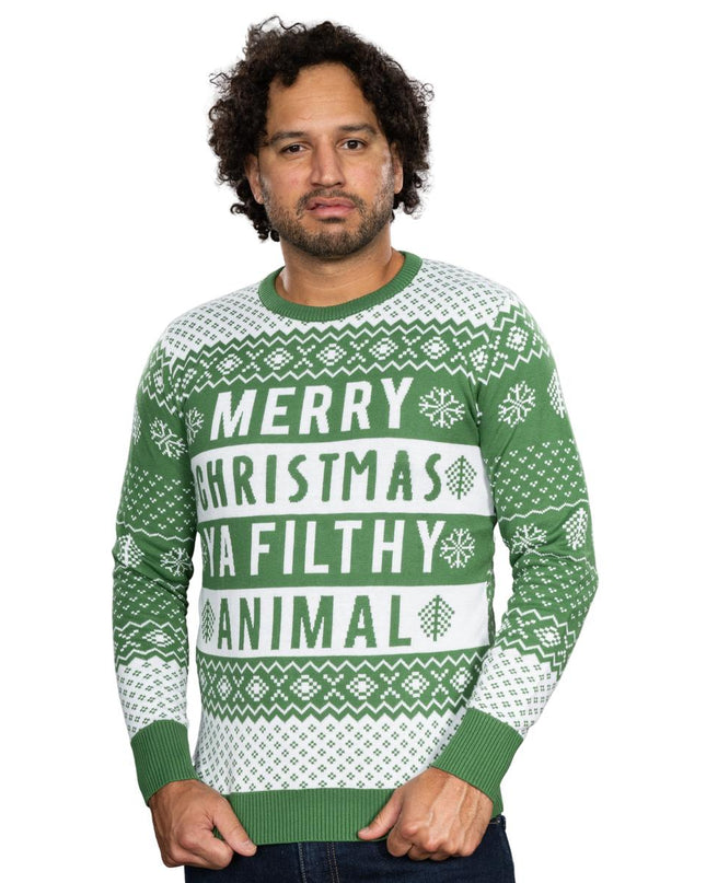 Suéter Navideño Feo Verde Animal Sucio Unisex