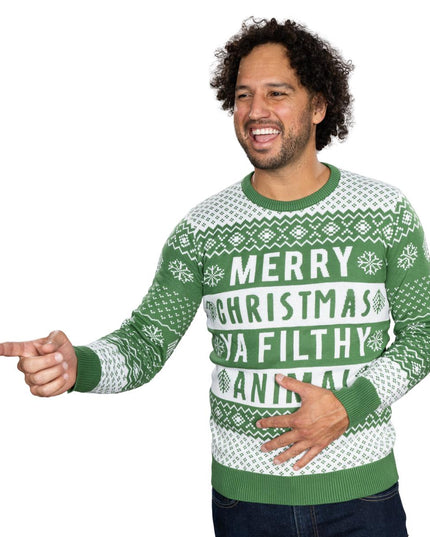 Suéter Navideño Feo Verde Animal Sucio Unisex