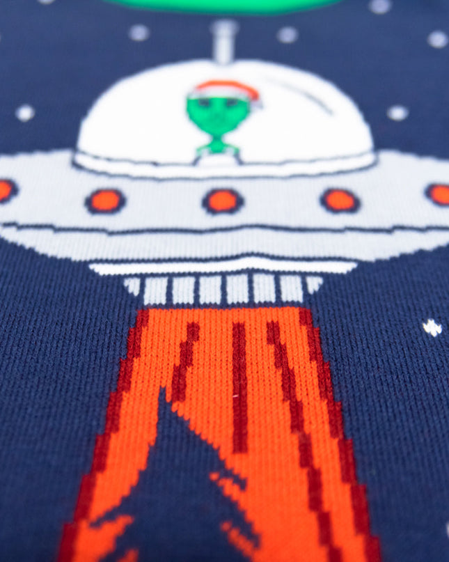 Flying Saucer Tree Abduction Ugly Christmas Sweater