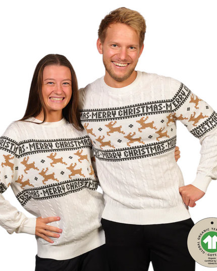 Suéter de Navidad Marius para Mujeres en Blanco Tradicional y Elegante