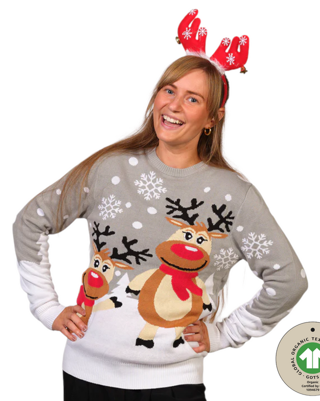 Christmas Sweater Marius for Women with Two Cute Reindeer