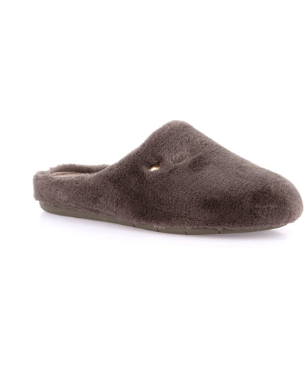 Grünland kvinders faux fur slippers i taupe for varm komfort