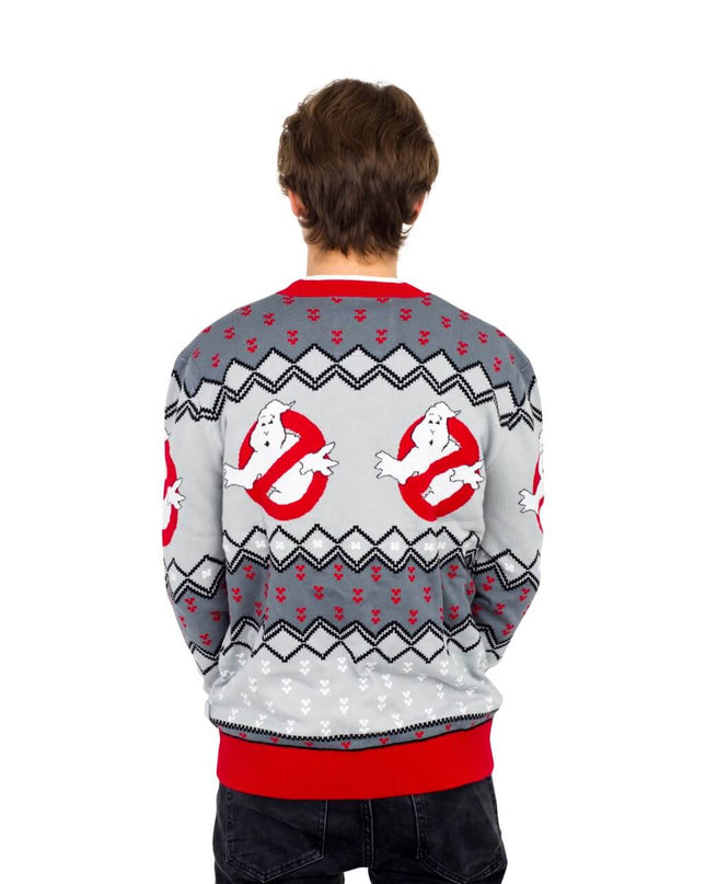 Ghostbusters Logo Ugly Christmas Cardigan Sweater