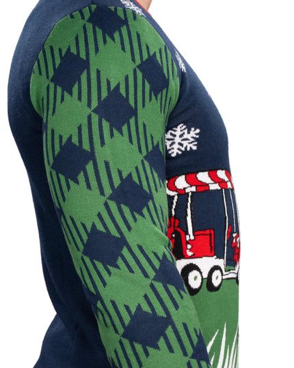 Suéter feo de Navidad de Santa Claus jugando al golf