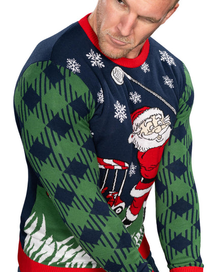 Golfing Santa Claus Knitted Ugly Christmas Sweater