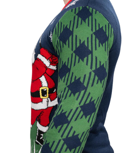 Suéter feo de Navidad de Santa Claus jugando al golf