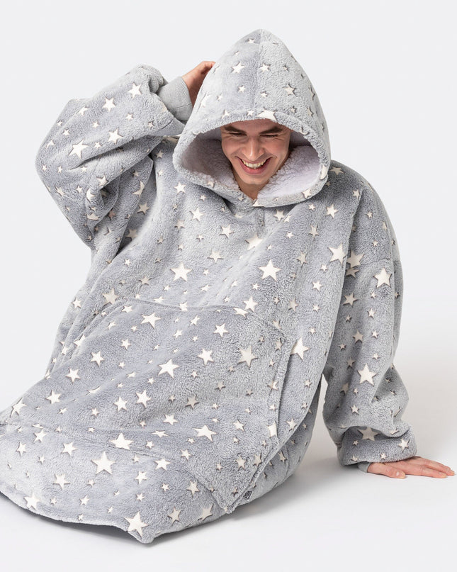 HappyHoodie Grey Stars for Adults - Trendy Loungewear