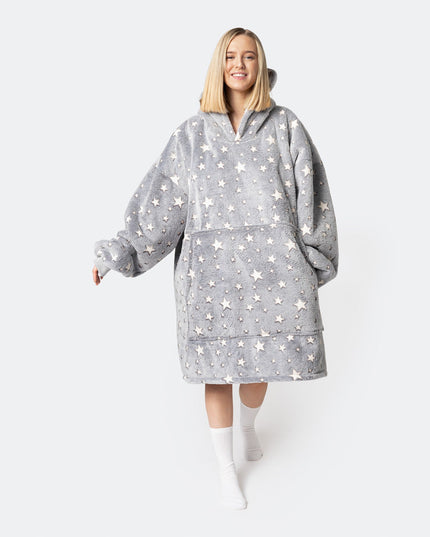HappyHoodie Grå Stjerner til Voksne - Trendy Loungewear
