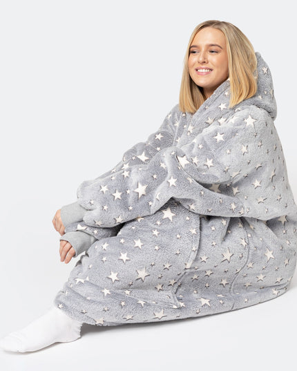 HappyHoodie Grå Stjerner til Voksne - Trendy Loungewear