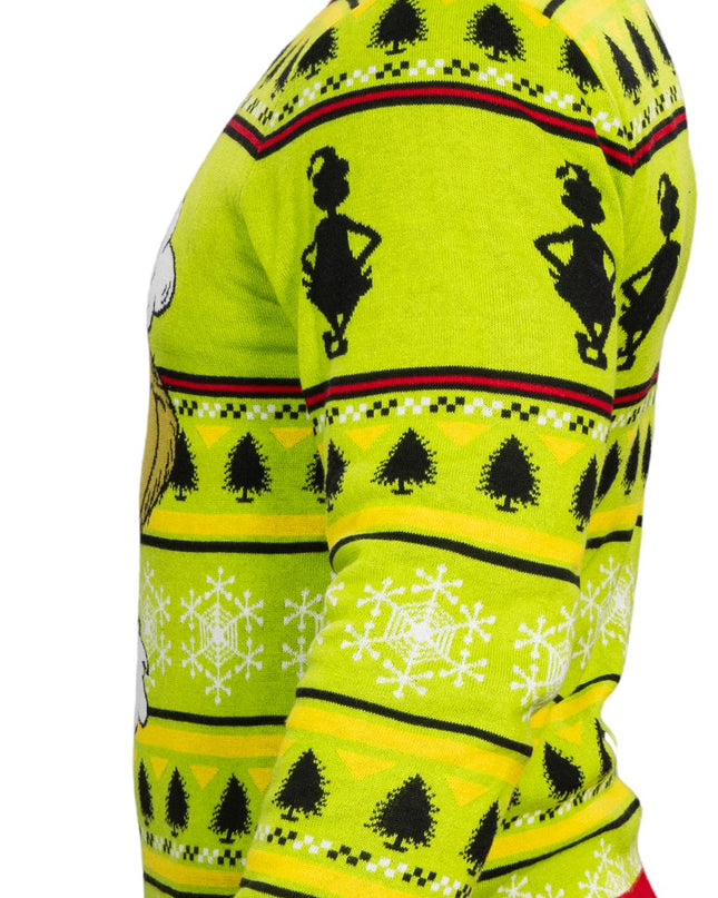 Grinch Head Santa Hat Wreath Ugly Christmas Sweater