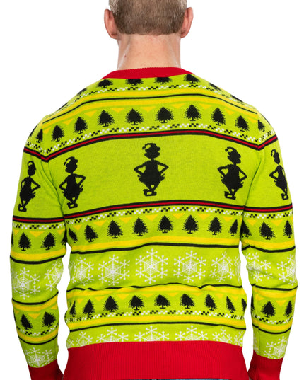 Suéter feo de Navidad corona de sombrero de Santa cabeza de Grinch