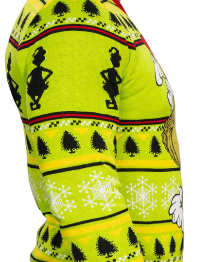 Suéter feo de Navidad corona de sombrero de Santa cabeza de Grinch