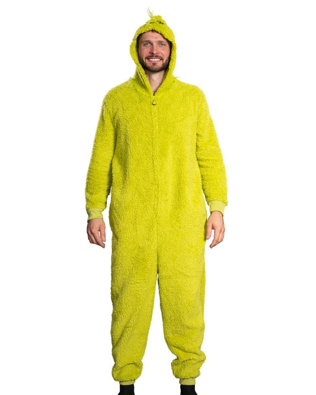 Grinch Sherpa Union Suit with Head Zipper