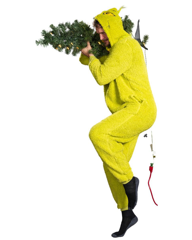 Grinch Sherpa Union Suit with Head Zipper