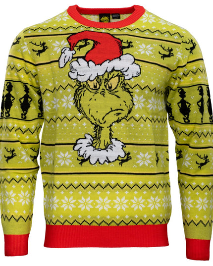 Suéter Navideño Feo de Adulto con Sombrero de Santa Grinchy