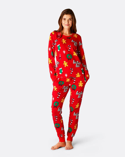 Pijamas de Navidad Hohoho Rojas para Mujeres