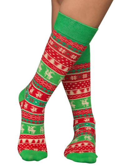 Calcetines Navideños Feos de Reno Humping en Rojo y Verde