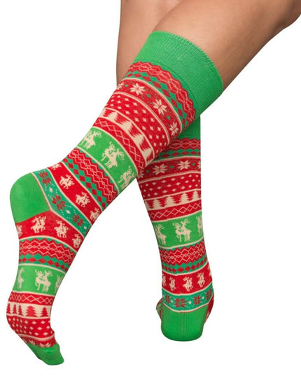 Calcetines Navideños Feos de Reno Humping en Rojo y Verde
