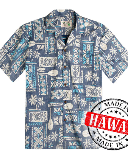Tapa Blue Hawaiian Shirt for Men