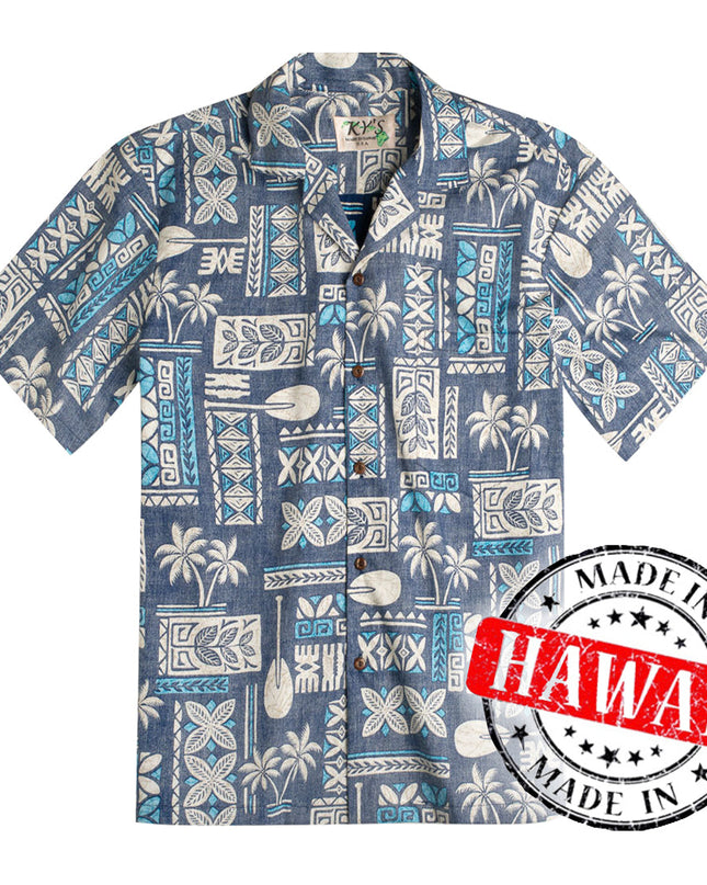 Tapa Blue Hawaiian Shirt for Men