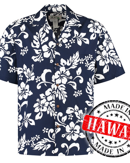 Camisa Hawaiana Floral Azul