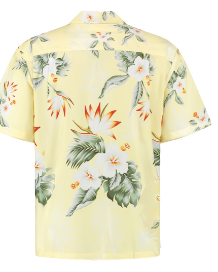 Camisa Hawaiana Amarilla Hibisco para Hombres