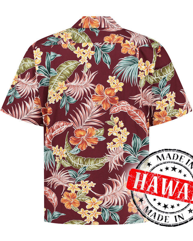 Tropical Oasis Bordeaux Hawaiian Shirt