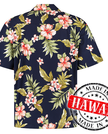 Camisa Hawaiana Azul Hibisco para Hombres