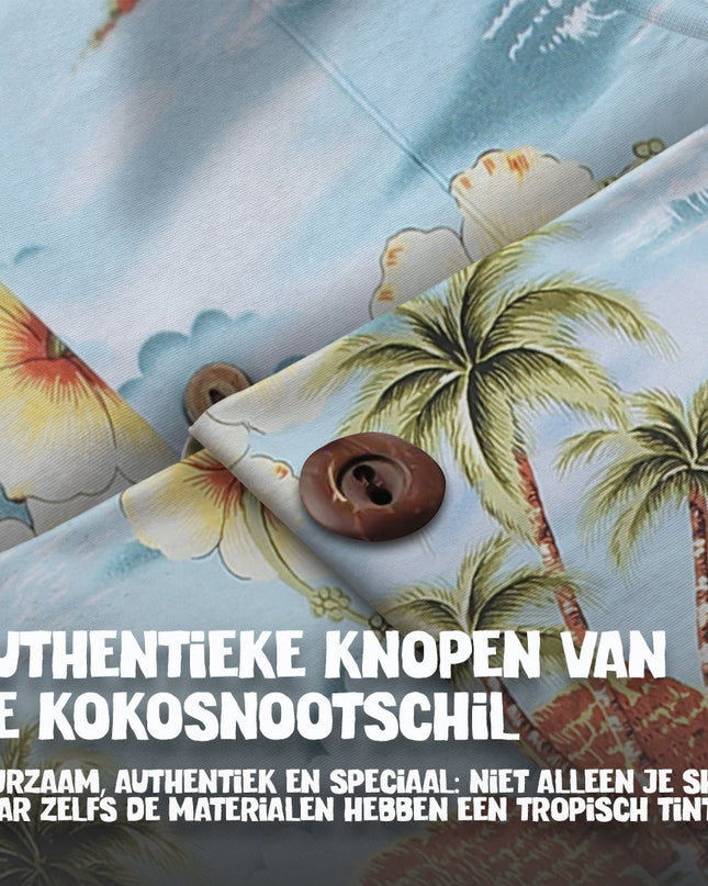 Camisa hawaiana con tema de vida en Hawái