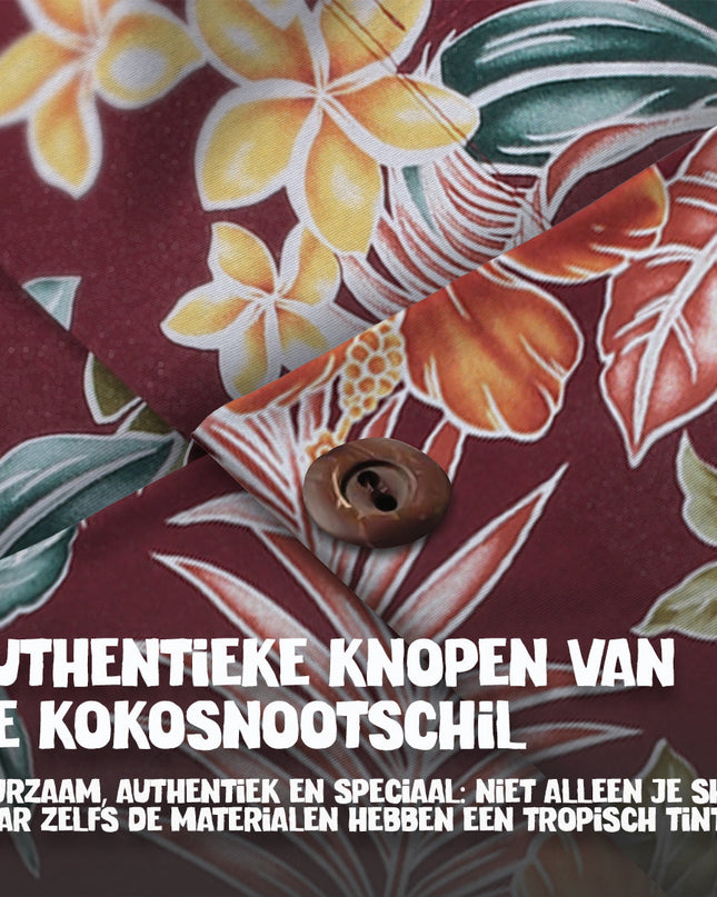 Tropical Oasis Bordeaux Hawaiian Shirt