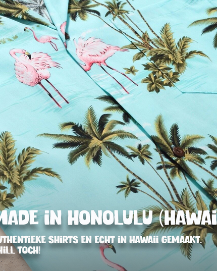 Hawaiian Shirt with Flamingos Design