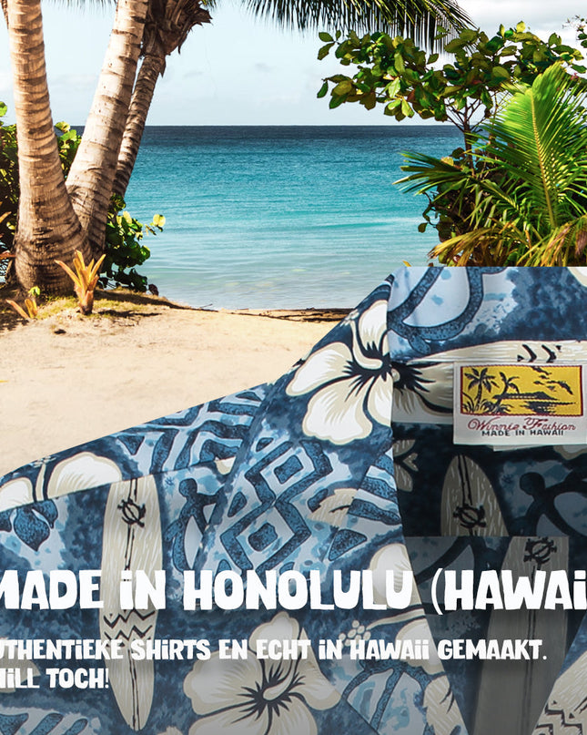 Hibiscus Surfboards Blue Hawaiian Shirt