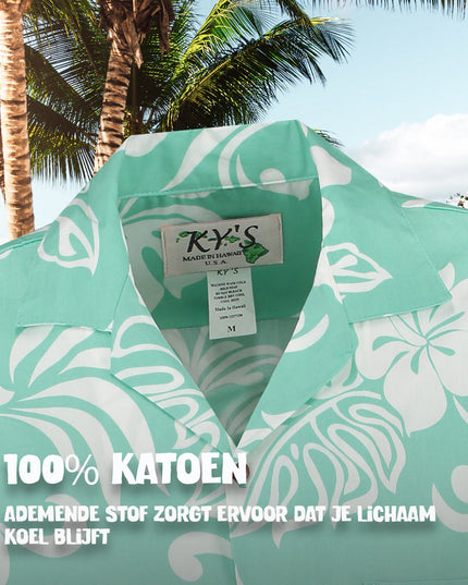 Camisa hawaiana Estilo Vacaciones en Turquesa