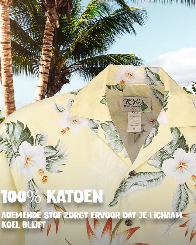 Hibiscus Yellow Hawaiian Shirt for Men