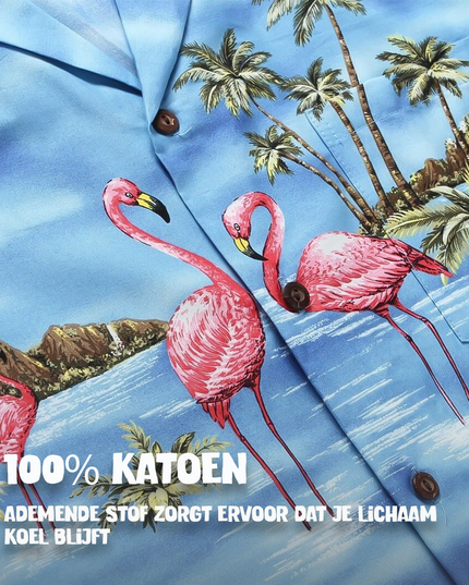 Hawaiian Shirt Flamingo in Water Design