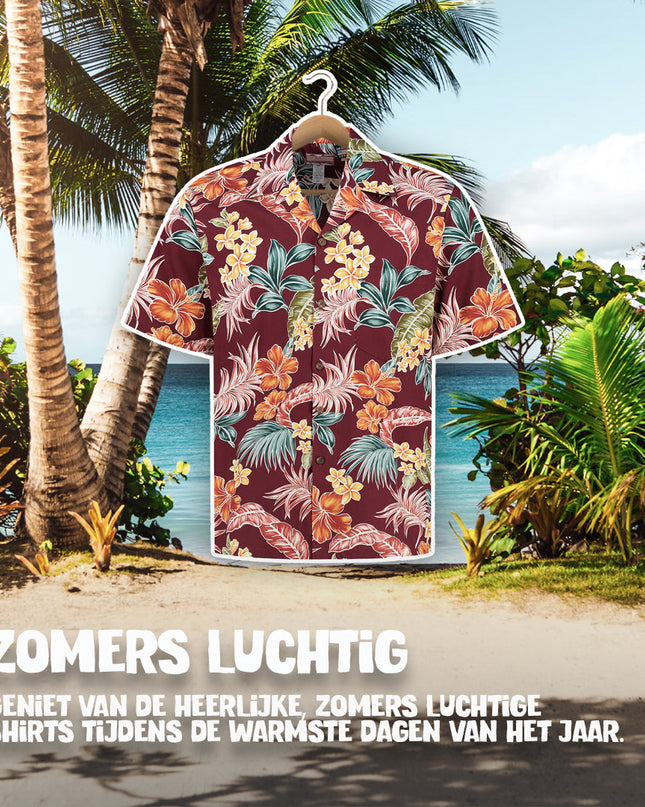 Tropical Oasis Bordeaux Hawaiian Shirt
