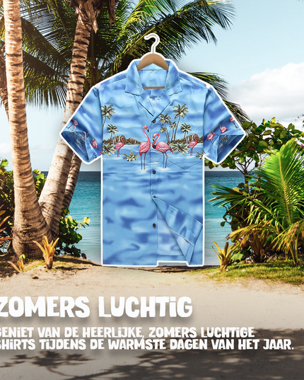 Camisa Hawaiana Diseño Flamenco en Agua