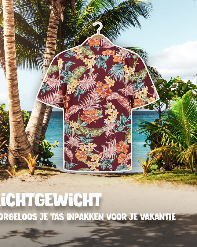 Tropical Oasis Bordeaux Hawaiian Shirt