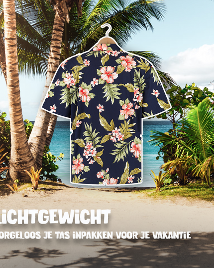 Camisa Hawaiana Azul Hibisco para Hombres