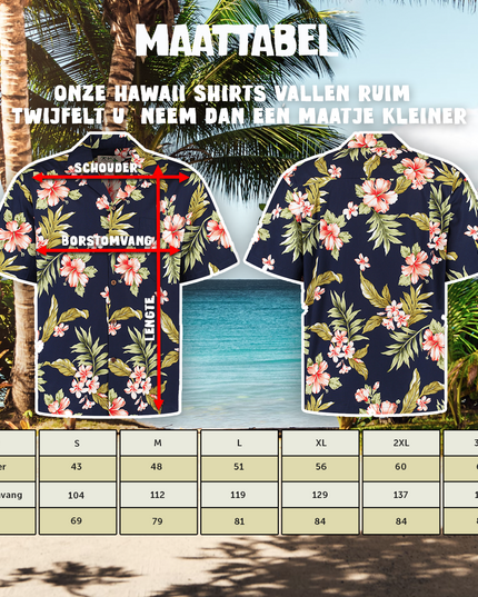 Camisa Hawaiana Azul Hibisco para Hombres