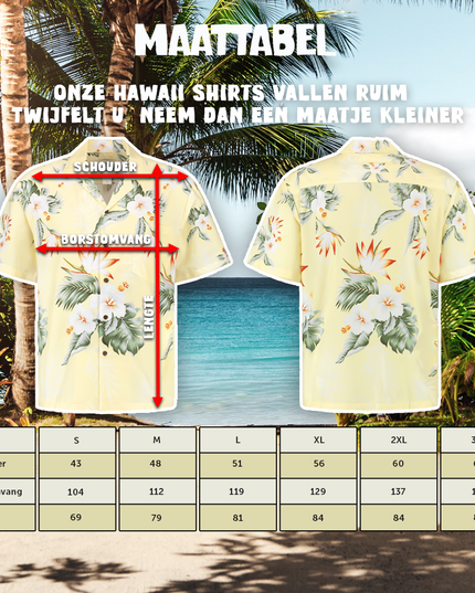 Camisa Hawaiana Amarilla Hibisco para Hombres