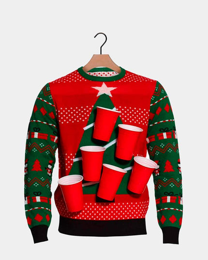 Beer Pong Christmas Sweater with Beer Dispenser