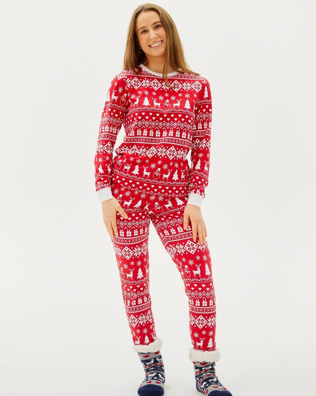 Peaceful Bordeaux Christmas Pajamas - Women's Holiday Wear