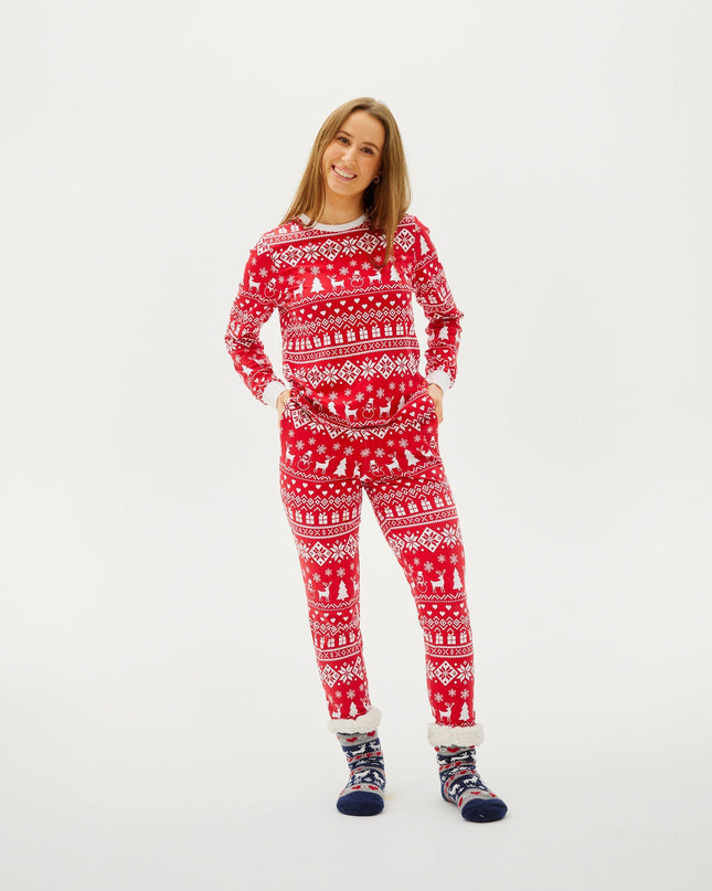 Peaceful Bordeaux Christmas Pajamas - Women's Holiday Wear