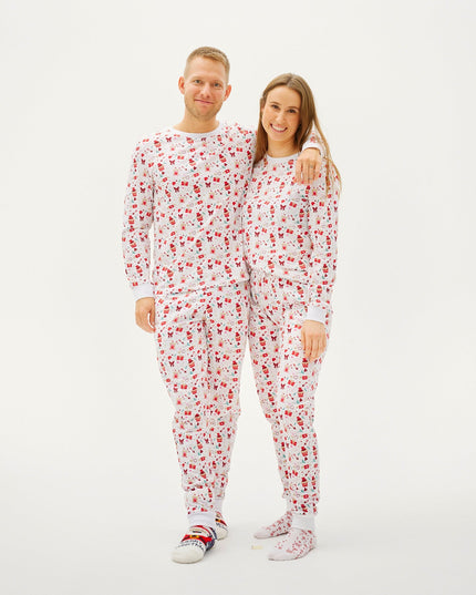 Hvide Valentine's Day pyjamas til mænd